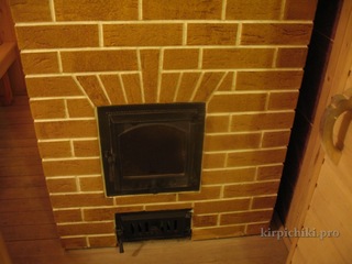 Отделка банной печи - затирка швов.