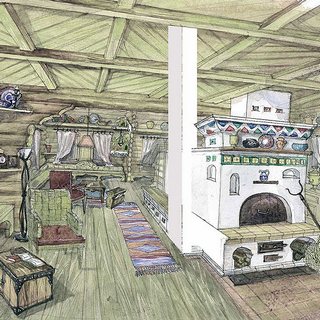 Фантазии на тему - терем, русская изба и печь.