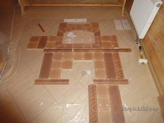 Раскладка изразцов насухо.