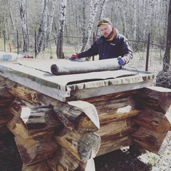 В качестве гидроизоляции я снова использовал рубероид, как самый дешевый гидроизоляционный материал.